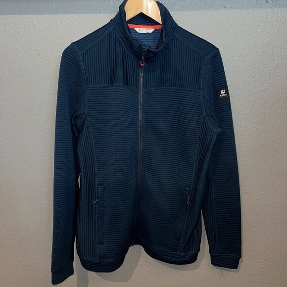 KILLTEC MEN Designed in Germany Ribbed Knit Full Zip Jacket - Steel- EUC Men's S - Picture 1 of 13